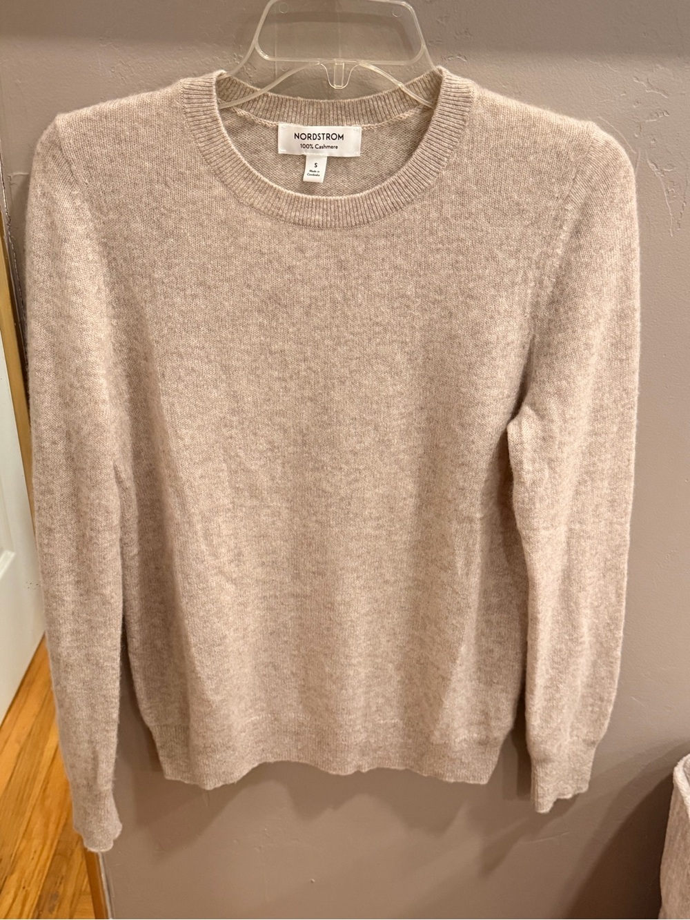 Nordstrom 100% Cashmere Crewneck Sweater - Light Beige -1114